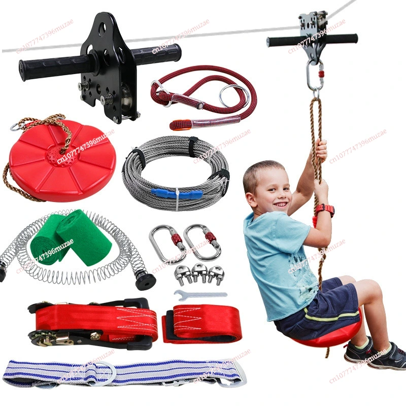 Outdoor Adventure Ziplines & Waterfall - Çocuklar için Zipline Seti Çelik Kablolu