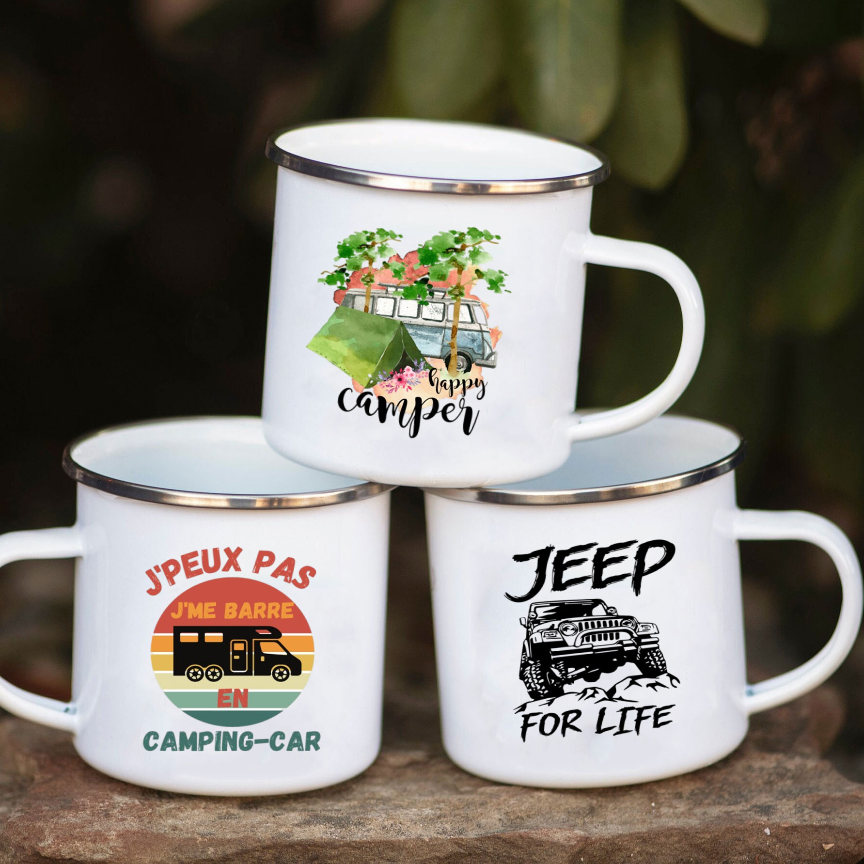 Outdoor Adventure Gifts - Kampçı Arabası Emaye Kupa Macera Birlikte